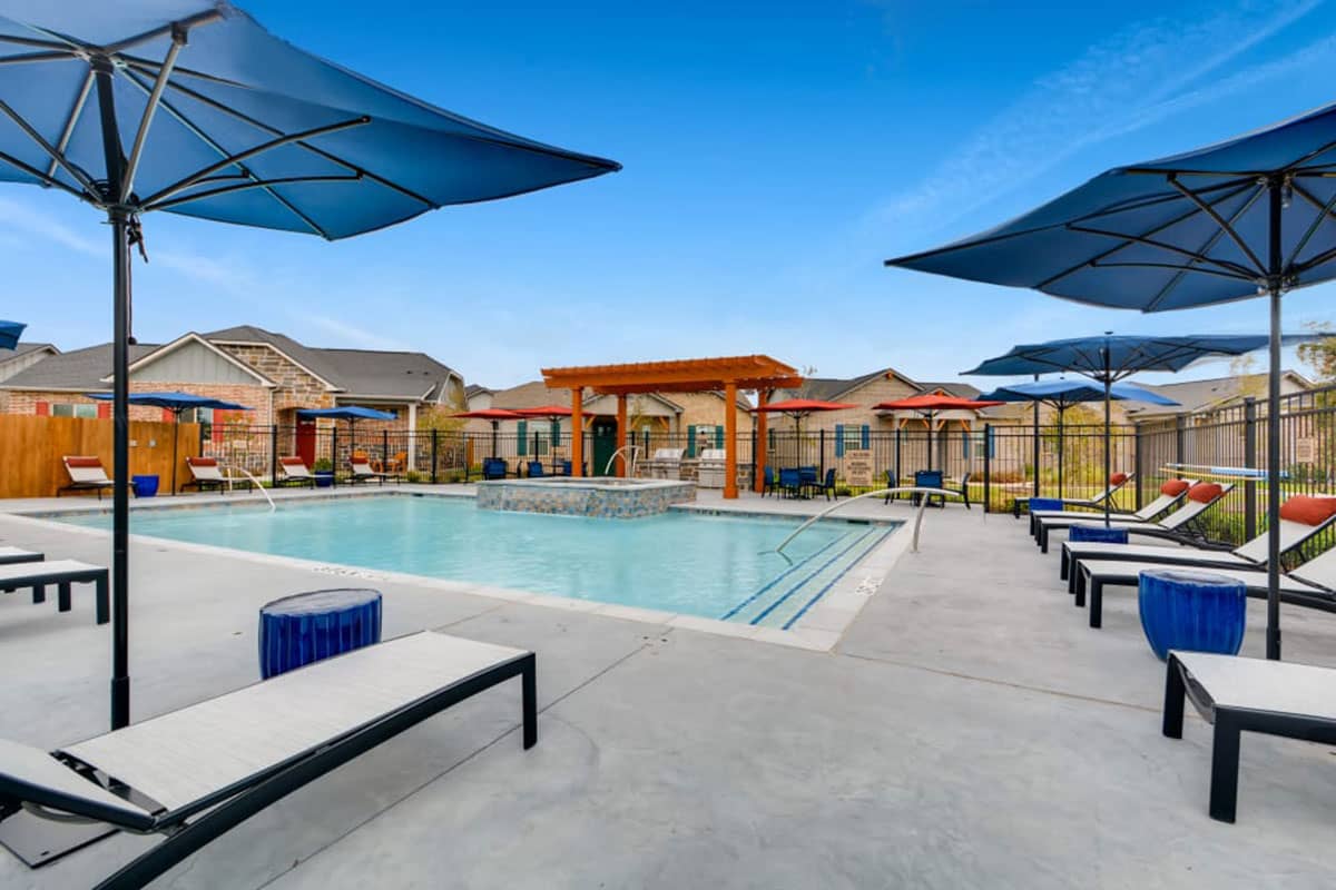 beautiful swimming pool and contemporary patio furniture