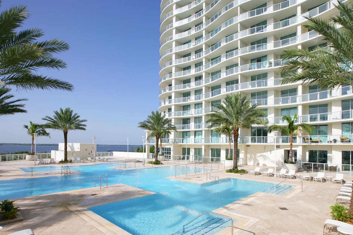 Oasis Tower I and II high-rise in Fort Meyers Florida pool view